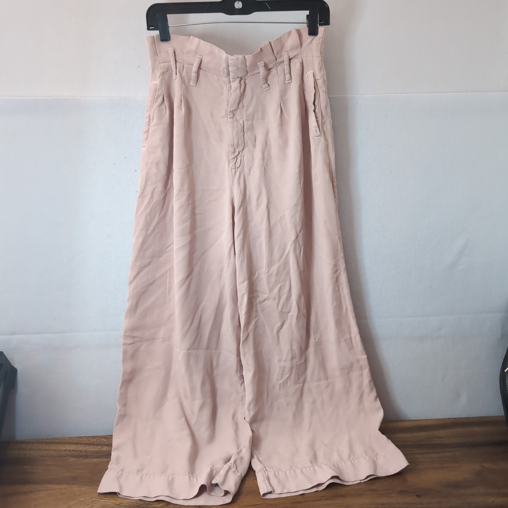 Anthropologie Pink Paperbag Waist Wide Leg Pants OB809652 Size 6